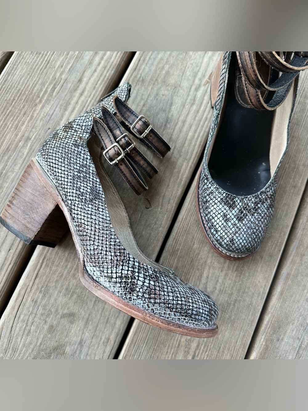 Freebird by Steven Randi Blue Multi Snake Python Heel 9 - Picture 14 of 14